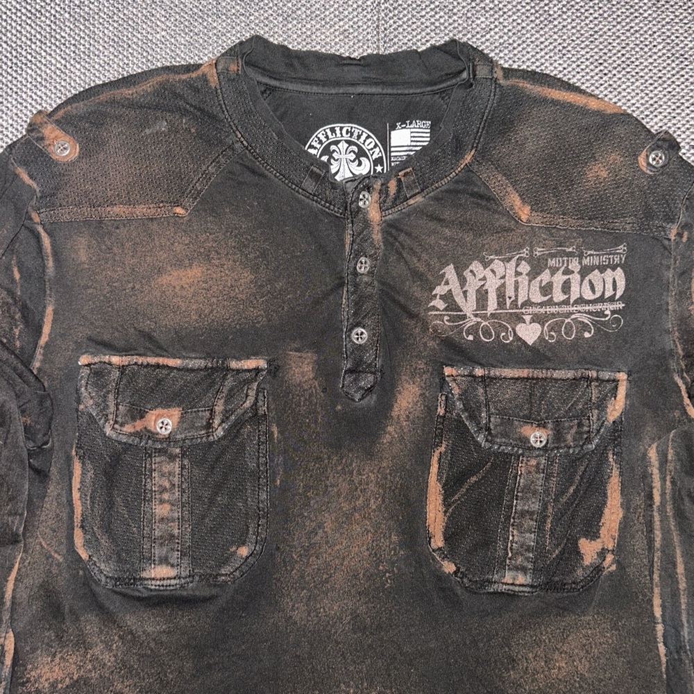 Rare Y2K Affliction Black Graphic Long Sleeve Grunge Shirt - Picture 4 of 6